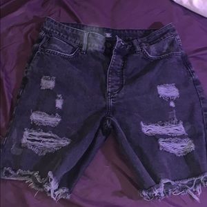 Men denim black shorts